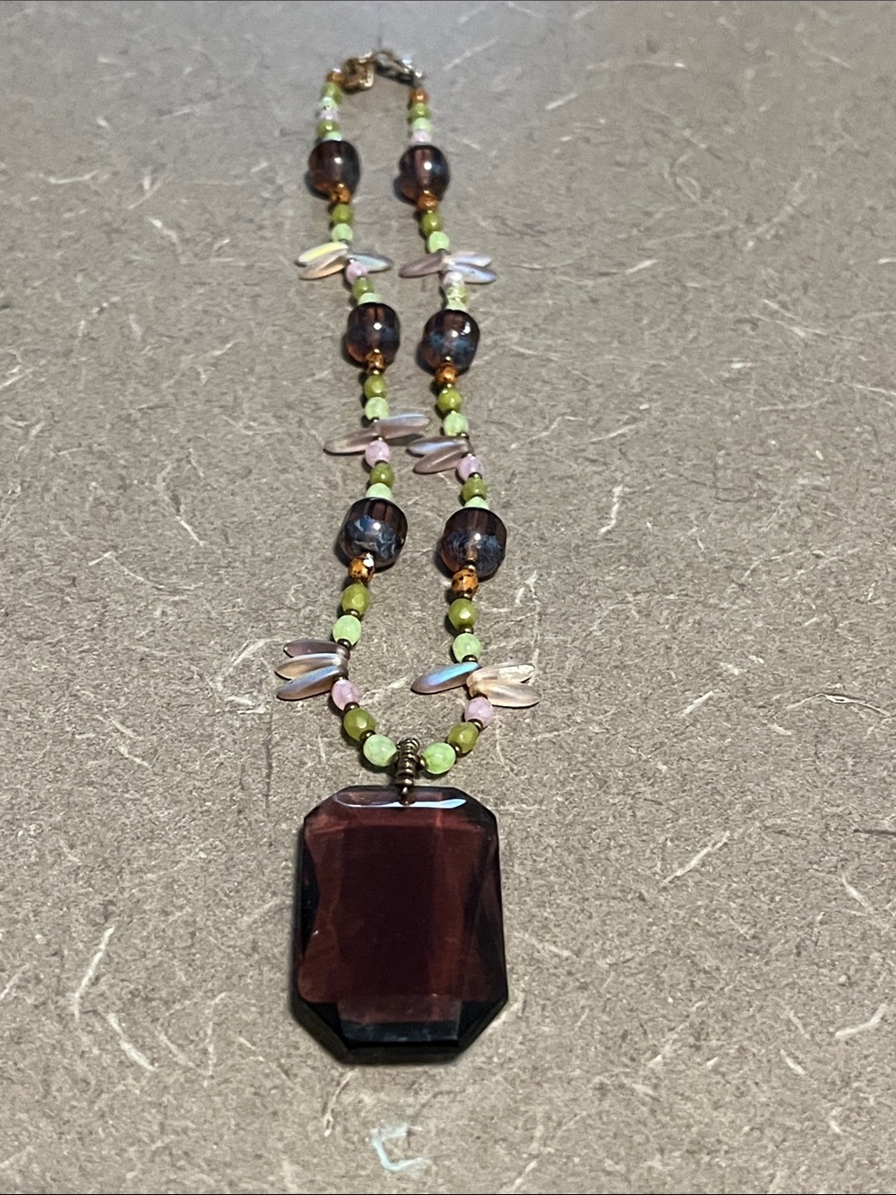Purple and Greens Faceted Pendant Necklace